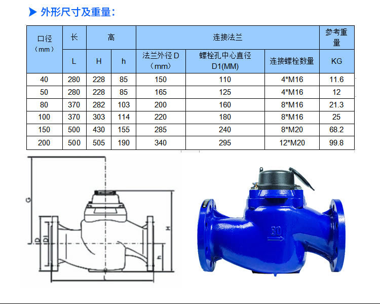 WS垂直螺翼式大口徑冷水表